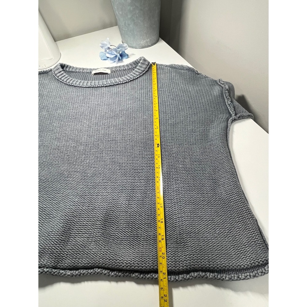Mustard Seed Heathered Slate Gray Oversized Exposed Seam Knit Sweater Medium‎ - Picture 10 of 10